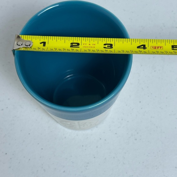 Starbucks Tazo 2012 Tea Cup No Handle Mug Blue & White Slanted Bone China Tea - Picture 7 of 9